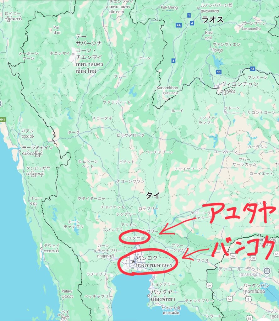 bankok to ayutthaya map